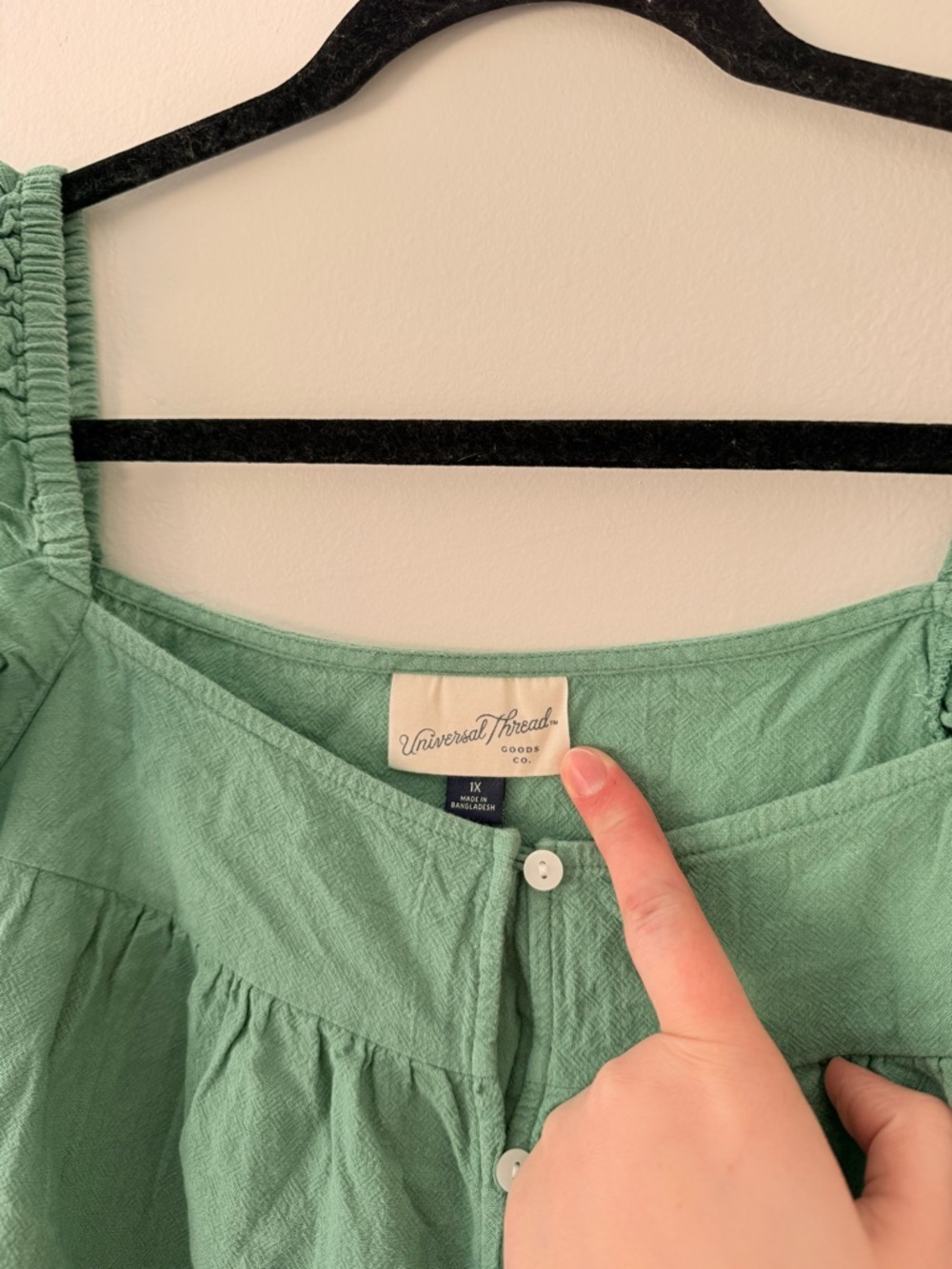 Universal Thread Green 100% Cotton Button Down Dress Sz 1X Boho Pockets Ruffle - Picture 11 of 11